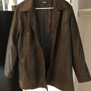 Excelled ladies brown leather winter jacket